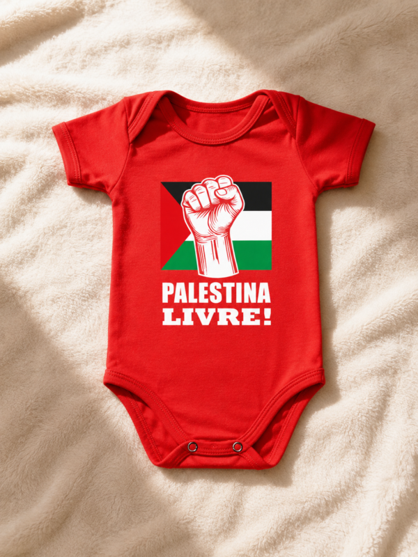 palestina-livre-1 Body Infantil Palestina Livre Liberdade Para o Povo Algodão